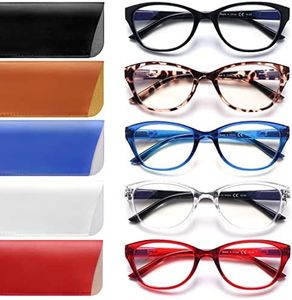 COJWIS 5 Pack Reading Glasses for Women Men Blue Light Blocking Computer Readers with Spring Hinge Anti Eye Strain Eyewear (5 MIX, 2.00, diopters)