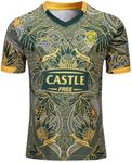 BTHIZ Rugby Jersey South Africa 100th Anniversary Edition Rugby Jersey Adult Rugby Training Short Pants and Vest Football Short Sleeve Casual Uniform Mesh Quick Dry Breat,L-Yellow