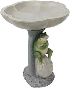 Sunnydaze Brooding Frog on a Stone 22-Inch H Polyresin Bird Bath