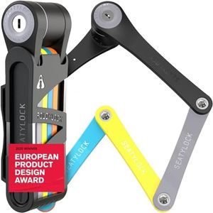 FoldyLock Compact Folding Bike Lock - Award Winning Patented Lightweight High Security Bicycle Lock - Heavy Duty Anti Theft Smart Secure Guard with Key and Case for Bikes or Scooter - 33.5"
