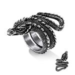 Bestyle Retro Punk Dragon Rings Sturdy Stainless Steel Animal Index Finger Ring for Men Knuckle Stacking Dragon Masculine Ring Size 9