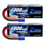 Zeee 3S Lipo Battery 6000mAh 11.1V 80C Hard Case RC Battery with EC5 Connector for RC Car Truck RC Tank Boat Racing Models (2 Pack)