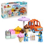 LEGO DUPLO Bluey: Ice Cream Trip with Bluey - Educational Motor Skills Toy for Toddlers, with a Toy Car and Ice Cream Stand, plus 2 Figures incl. Bandit - Gift for 2+ Year Old Girls & Boys - 10458