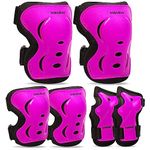 Inkidio Knee Pads for Kids Girls and Boys Protective Gear Set with Knee Pads Elbow Pads and Wrist Guards Ideal for Skating Skateboard Scooter Cycling Bike Riding (Medium, Pink)