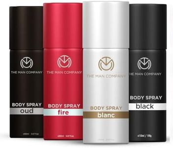 The Man Company Deodorant for Men Gift Set | Pack of 4 Body Sprays (150ml Each) | Long Lasting Deodorant for Men | Black, Blanc, Fire & Oud | Premium Fragrance with Musk, Sandalwood, Amber & Patchouli | Daily Office Wear Deo