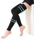 KEKING® Thigh High Compression Stockings Footless, Unisex, 15-20mmHg Leg Support Compression Sleeves with Anti-Slip Silicone Band, Opaque, Treatment Swelling, Varicose Veins, Edema, DVT, Black Medium