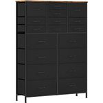 VASICAR Dresser for Bedroom with 18 Drawers, Tall Fabric Storage Dresser, Chest of Drawers for Closet, Nursery, Bedside, Living Room, Laundry, Entryway, Hallway (Black)