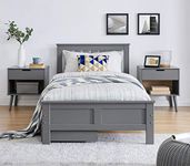 Furniturebox UK Single Bed Frame - Azure Wooden Grey/White Bed Frame Beautifully Crafted From Solid Pine - Modern & Minimalist Single Bed Frame (Single Bed Frame Only)