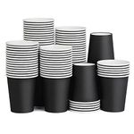 BUOKKON 100 Pack Disposable Paper Cups, 8oz Coffee Cups for Hot and Cold Drinks, Takeaway Coffee Cups/Tea Cup/Party Cups Recyclable Cups for DIY Holiday Wedding and Party – Black