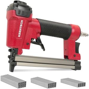 KEENTECH Pneumatic Staple Gun 22 Gauge, Air Upholstery Stapler with 3765pcs 3/8" Crown Staples 1/4"-5/8", Ready-to-Use Air Staple Gun with Staples, Safety Trigger, for Wood Furniture Fabric Leather
