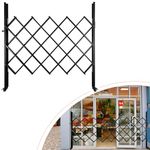 DEVALLEY 65.35"/W X 59.05"/H Folding Security Gate,Single Folding Door Gate,Flexible Expanding Security Gate,Mobile Barricade Safety Barrier,Galvanized Steel Door Barricade Gate with 360° Wheels