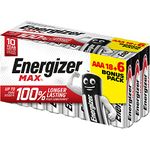 Energizer MAX, Pack of 18+6 AAA Batteries, Long Life for Daily Use, Sulfation-Free and 10 Year Shelf Life