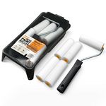 RAULDE 7 Pieces Mini Paint Roller Set - Includes a Paint Tray, Mini Rollers & Sleeves - Roller Set for Painting Walls, Edges & Ceilings