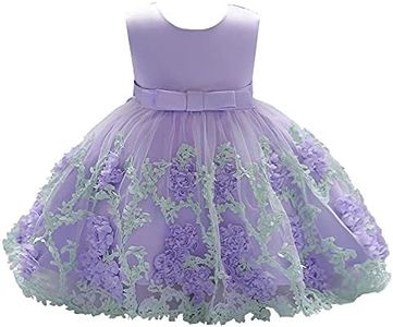 Dressy Daisy Girls Wedding Flower Girl Pageant Dress Party Tulle Skirt for Special Occasion Size 9-12 Months Purple