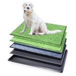 Dog Toilet, Dog Toilet for Home, Balcony with Tray, Washable Pee Mat and 2 Pieces Artificial Grass, Puppy Toilet Training Mat for Small, Large, Older Dogs, 76 x 51 cm