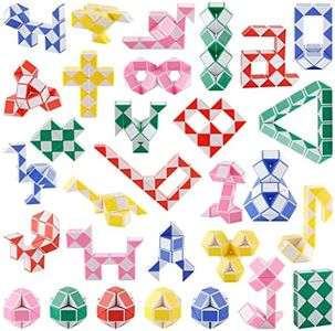 Ganowo 30 Pack Party Favor, Medium Fidget Snake Cube Twist Puzzle Toys for Kids Teens Stocking Stuffers Bulk Birthday Party Supplies Goodie Bags Fillers, Random Colors