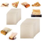 Cangfort Toaster Bags Reusable - 16Pcs Non-Stick Sandwich Bags for Grilled Cheese Sandwiches and Bread, Gluten Free Heat Resistant Oven Pastry Bags (8 Pcs 17 * 19cm and 8 Pcs 20 * 22cm)