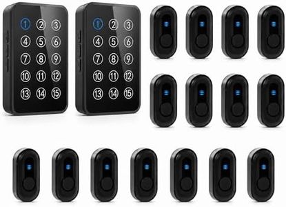 Wireless Caregiver Pager - 500ft Range Nurse Call System with LED Display, 15 Waterproof Call Buttons & 2 Receiver for Elderly, Patients, Disabled at Home, Hospital, Clinic