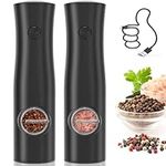 Nidouillet Salt and Pepper Grinder Set, Automatic Pepper Salt Grinder with Larger Capacity, Electric Pepper Mill with Lights and Adjustable Coarseness, Battery Operated(Pack of 2)