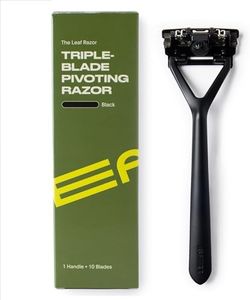 Leaf Shave | Leaf Razor, Black - All-Metal, Eco-Friendly Shaver for Women & Men; Includes 10 Stainless Steel Single-Edge Blades; Recommended for Head Shaving and Leg Shaving