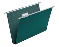 Rexel Foolscap Suspension Files with Tabs and Inserts for Filing Cabinets, 30 mm base, 100 Percent Recycled Manilla, Green, Crystalfile Classic, Pack of 50, 78041