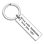 BESPMOSP Drive Safe Handsome I Love You Trucker Keychain Boyfriend Husband Dad Valentines Day Stocking Stuffer