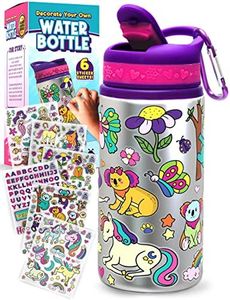 PURPLE LADYBUG Decorate Your Own Water Bottle for Girls with Trendy Stickers - 5 6 7 8 Year Old Girl Birthday Gift, Little Girl Gifts, 5 Year Old Girl Gift, Christmas Gifts for Kids