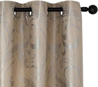 GIRASOLE HOME® Coppia Tende Jacquard Semi Oscuranti Motivo Corinzio Tenda Morbida Termica Isolante per Soggiorno Camera e Interni 2 Pannelli con Occhielli (Beige Corinzio, 140x275cm)
