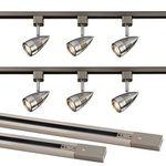 2M 2 Meter 6 Spot Track Light Kit Fitting Adjustable Tilt Angle GU10 Kitchen Bedroom Shop Retail Display Lighting Rotatable Cool White Brushed Chrome