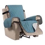 Water Repellent Quilted Recliner Chair Cover Recliner Cover Recliner Slipcver for Pets/Kids/Dogs, Non Slip with Durable Elastic Strap (Standard 22", Reversible Smoke Blue/Beige)