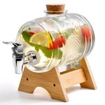 TIENER 5.5 Litre Footed Glass Juice Dispenser with Tap | Prime Detox Mason Jar Beverage Dispenser Counter Table Top Infused for Water, Beer, Juice, Liquor Dispenser Pack of 1