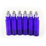 YIZHAO Essential Oil 10ml Cobalt Blue Glass Roller Bottles, Empty Oil Roller Ball Glass Bottle for Essential oil,Massage,Beauty Oil Mix,Lab bottle with [stainless steel roller ball]– 12 Pcs