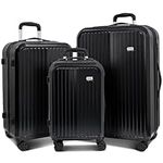 Snug 3pc Suitcase Set, Luggage Sets with 4 Wheel Suitcase | Lightweight Suitcase with TSA Lock | Hard Shell Suitcase, Carry On Suitcase, Cabin Suitcase, Medium Suitcase (Midnight Black)