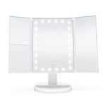 Rio 24 LED Touch Dimmable 3 Way Makeup Mirror with 2 & 3X Magnification with Light -White