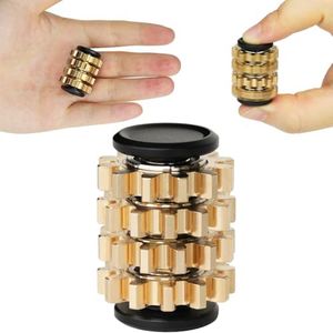 FREELOVE Chain Gear Little Ouchies Pain Fidget Spinner, Mini Small Stim Spiky Grippie, Metal Roller Stress Relief Massager, Quiet Spin Fidget Toys for Adults (4-Gears, Black)