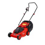 Sharpex 1200W Electric Lawn Mower 12 Inch Blade | Grass Cutting Machine with 30L Grass Catcher Box for Garden, Yard | Not Recommended for Mowing Carpet Lawn (Single Phase 1.6HP Motor, Red)