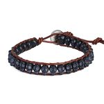 KELITCH Black Turquoise Beaded Bracelets Single Wrap Bracelet Black Skull Bracelet for Men (Skull 2B)