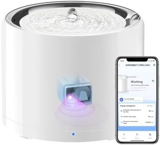 PETKIT Cat Water Fountain, UVC Wireless Pump, APP Control, 1.8L Cat Fountain Stainless Steel, Ultra Quiet, Hygienic Fresh Water for Cats Dogs, 3 Working Mode, Smart LED Light, Activated Carbon Filter