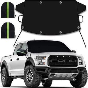 EcoZoro Windshield Cover for Ice and Snow, Car Windshield Snow Cover, Thicken Windshield Frost Cover Waterproof Windshield Snow Ice Cover with Side Mirrors Cover for Most SUVs Trucks (74"x 47")
