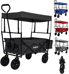 Arebos Chariot Pliable avec Toit | Chariot de Transport | 2X Poches en Filet et 1x Poche extérieure | pneus Pleins en Caoutchouc | XXL | capacité de Charge de 70 kg | Noir