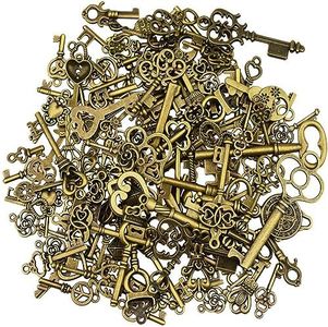 XPEX Juego De 125 Llaves Decoración Vintage,Llaves Decorativas Vintage Para Manualidades, Llaves De Bronce Antiguo, Juego De Manualidades Para Decoración,Para Hacer Collares, Joyas, Manualidades