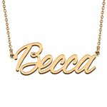 HUAN XUN 18K Gold Elegant Customized Name Necklace Becca for Best Friend Birthday Gifts