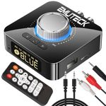 Bluetooth Audio Transmitter Receiver with Remote & Digital Display, 5-in-1 Bluetooth Adapter for TV/Home Stereo/Speaker/Headphones/Car/Boat/Gym, Support 3.5mm AUX, RCA, USB MP3/Micro SD Card Playback