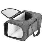 Petsfit Two-Way Placement Pet Carrier Airline Approved, Collapsible Soft Portable Cat Carrier for Cat Dog Small Animals, 18 x 9 x 11 Inches, Grey