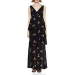 BCBGeneration Women's Tiered Ruffle Maxi Dress, Black/Multi, Medium