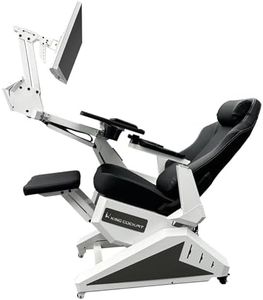 KING COCKPIT Zero-Gravity Reclining Chair for PC Gaming, Sim Racing &Home Office, Workstation with Electrically Adjustable Monitor Distance,Adjustable Keyboard Tray&Cup Holder-White