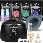 Waxing Kit -Digital Wax Warmer Machine for Hair Removal with 4 Packs of Hard Wax Beads & Silicone Pot for Full Body, Legs, Face, Eyebrows, Bikini, Brazilian at Home Waxing Kit for Men Women