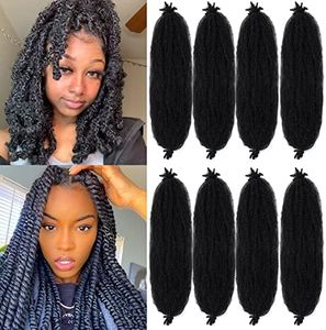 Marley Hair 24 Inch Pre Separated Springy Afro Twist Hair 8 Packs Marley Twist Braiding Hair for Faux Locs Crochet Hair Synthetic Protective Spring Twist Hair Extensions for Black Women (1b#)