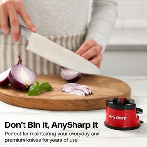 AnySharp Knife Sharpener – Red, Universal Blade Sharpening