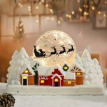 taman Christmas Ceramic Village, Xmas House with Glowing Globe Tabletop Decoration for Christmas Tabletop Home Décor Kids' Gift